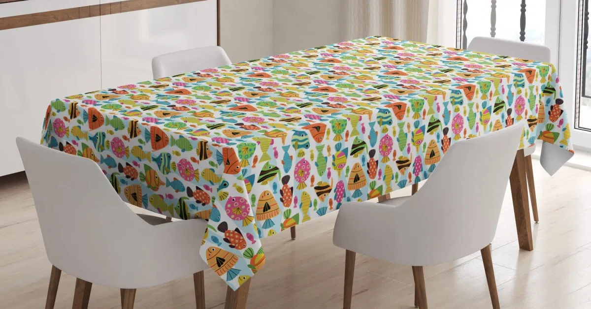 colorful cartoon fish 3d printed tablecloth table decor 5968