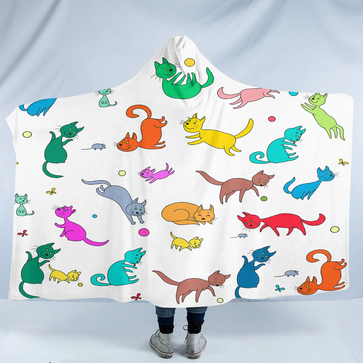 colorful cats sw1714 hooded blanket cloak blanket 8686