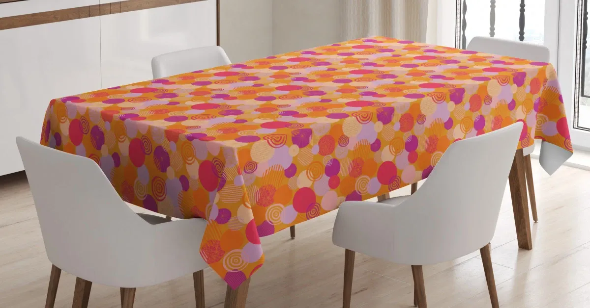 colorful circles oval art 3d printed tablecloth table decor 6155
