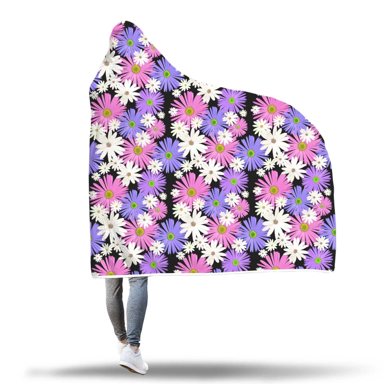 colorful daisy pattern print hooded blanket cloak blanket 2004