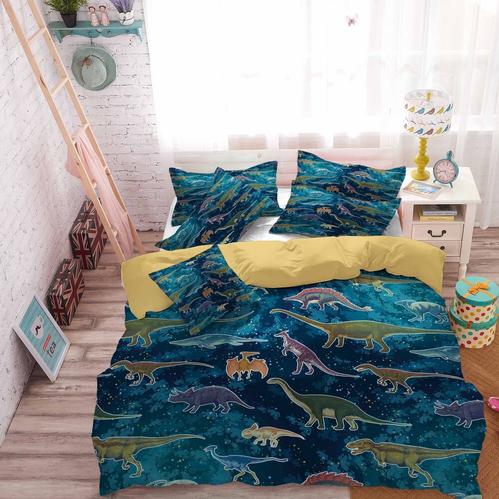 Colorful Dinosaur Cartoon Printed Bedding Set Bedroom Decor colorful dinosaur cartoon printed bedding set bedroom decor 4278