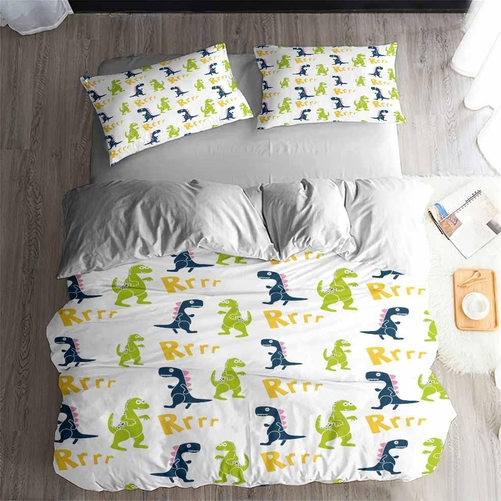 colorful dinosaur pattern printed bedding set bedroom decor 5349
