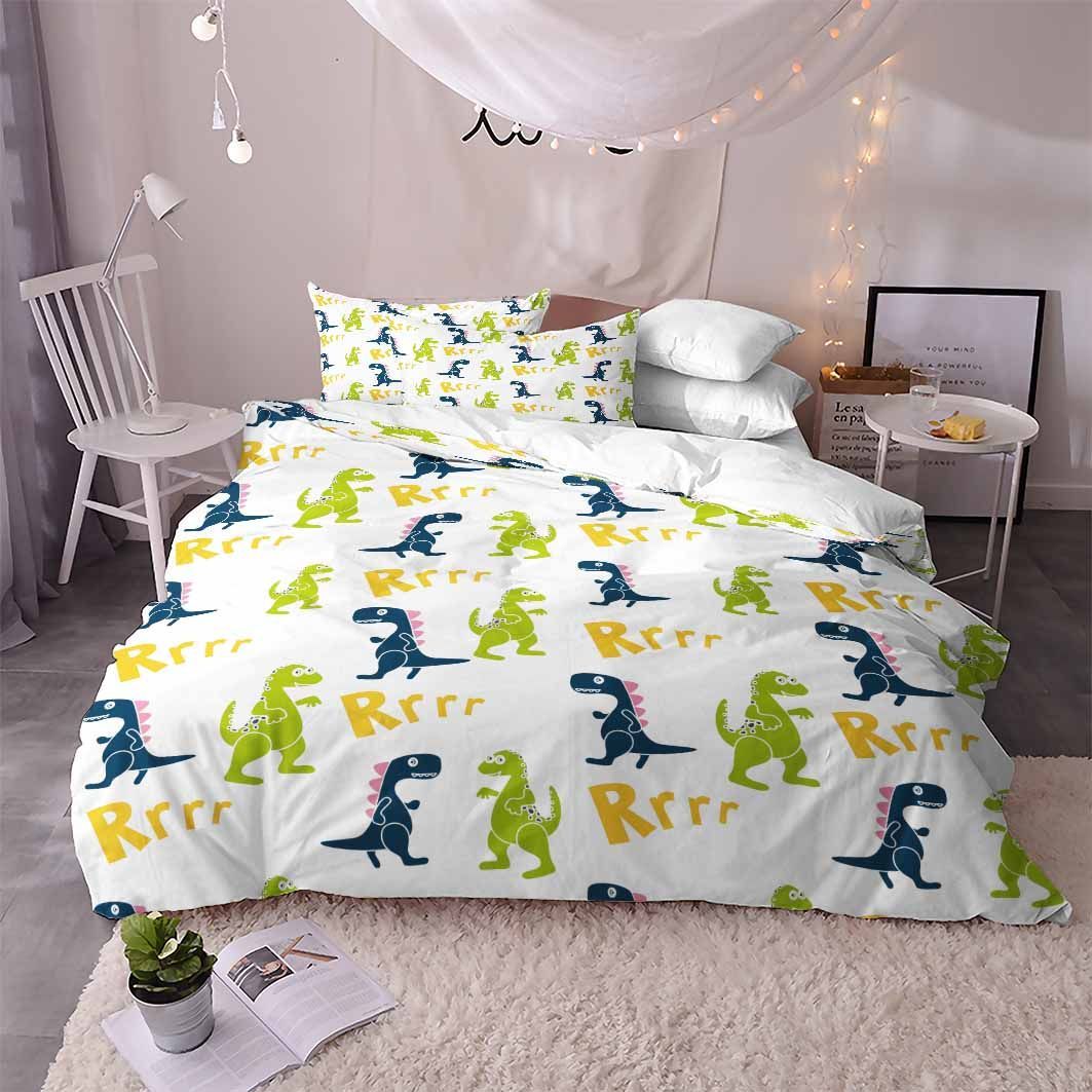 colorful dinosaur pattern printed bedding set bedroom decor 7474