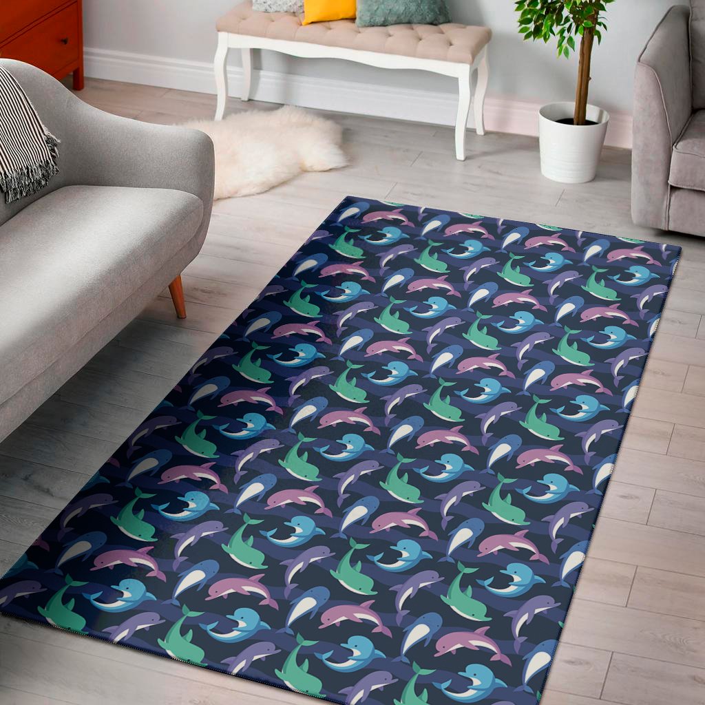 colorful dolphin pattern print area rug floor decor 8498