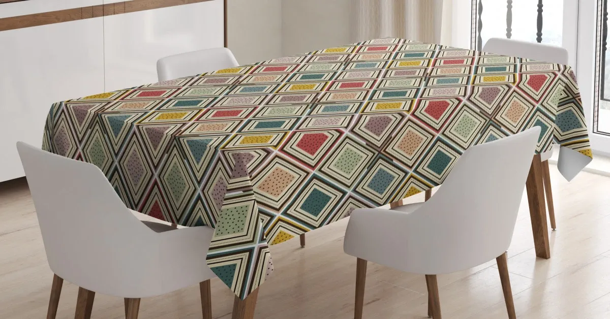 colorful dotted squares 3d printed tablecloth table decor 3353