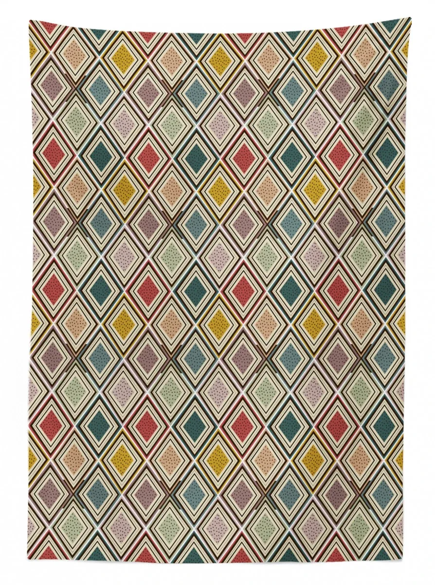 colorful dotted squares 3d printed tablecloth table decor 7464