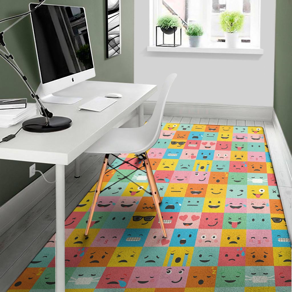 colorful emoji pattern print area rug floor decor 8643