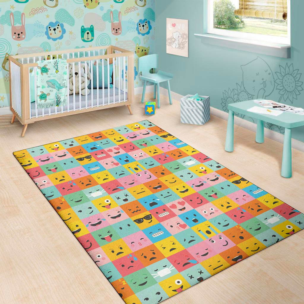 colorful emoji pattern print area rug floor decor 8934