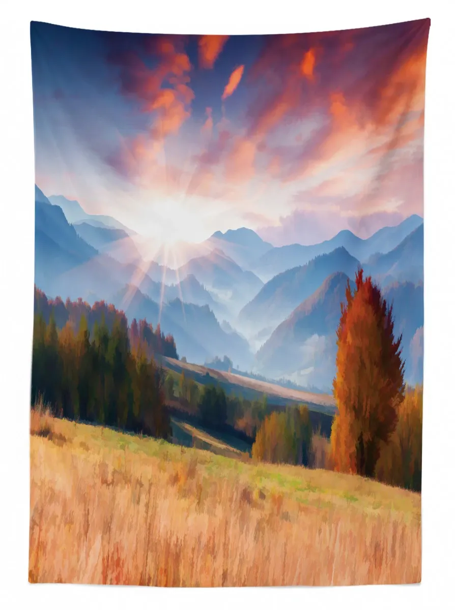 colorful fall scene 3d printed tablecloth table decor 8341