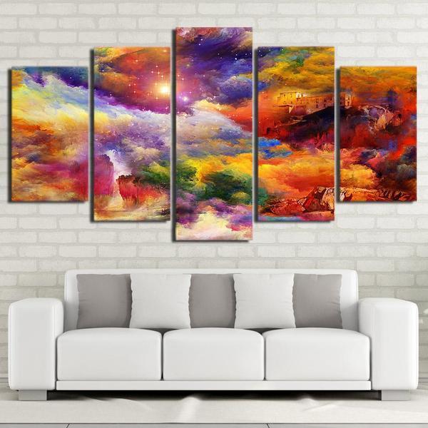 colorful fantasy dream abstract 5 panel canvas art wall decor 5786