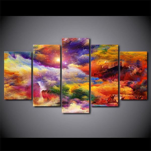 colorful fantasy dream abstract 5 panel canvas art wall decor 7876