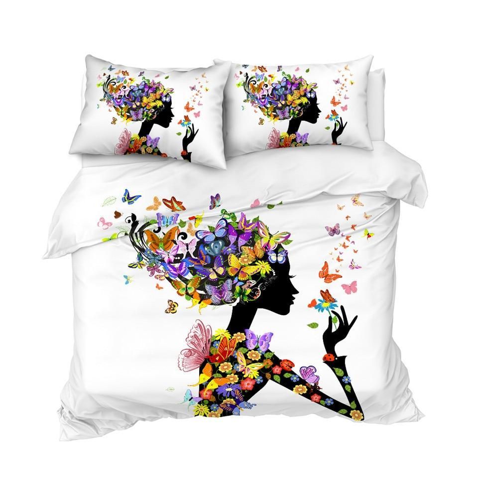 colorful floral black girl duvet cover bedding set 5911