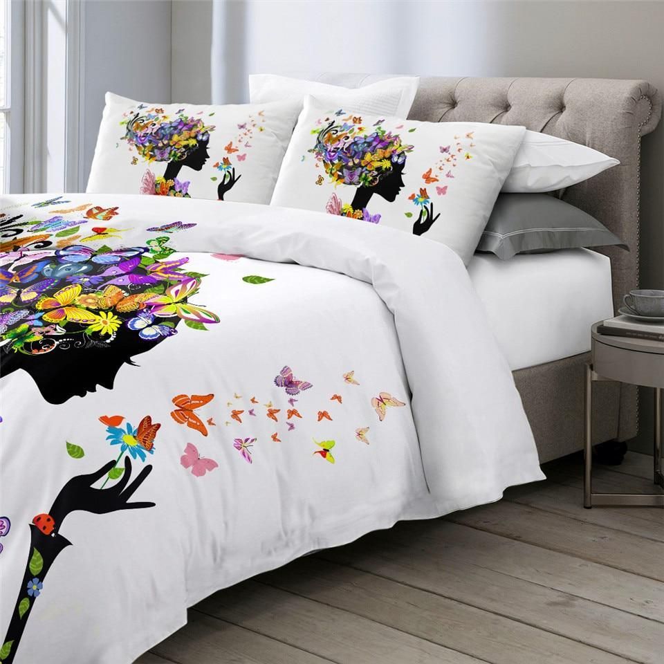 colorful floral black girl duvet cover bedding set 8089