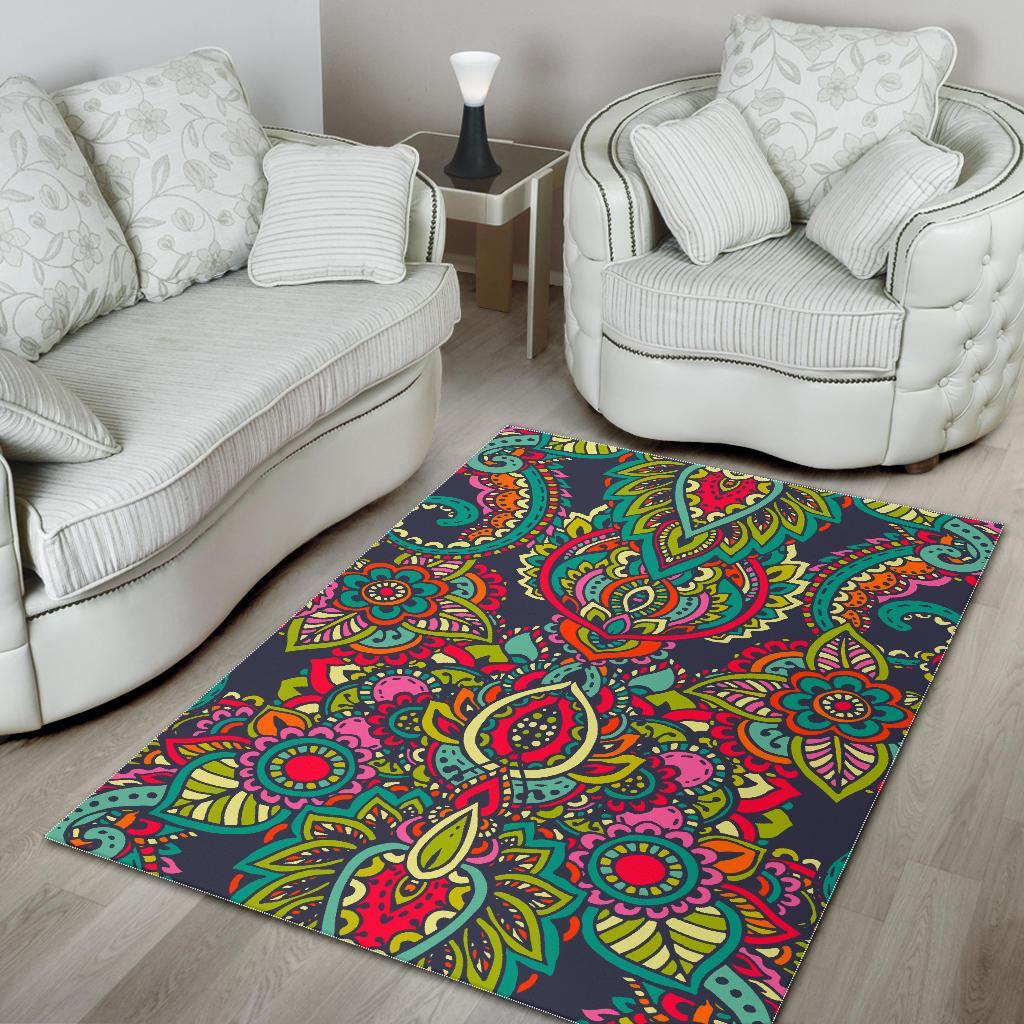 Colorful Floral Mandala Print Area Rug Floor Decor colorful floral mandala print area rug floor decor 5061