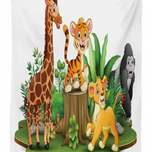 colorful forest wildlife 3d printed tablecloth table decor 8112