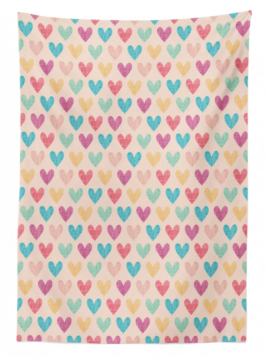 colorful fun hearts 3d printed tablecloth table decor 1144