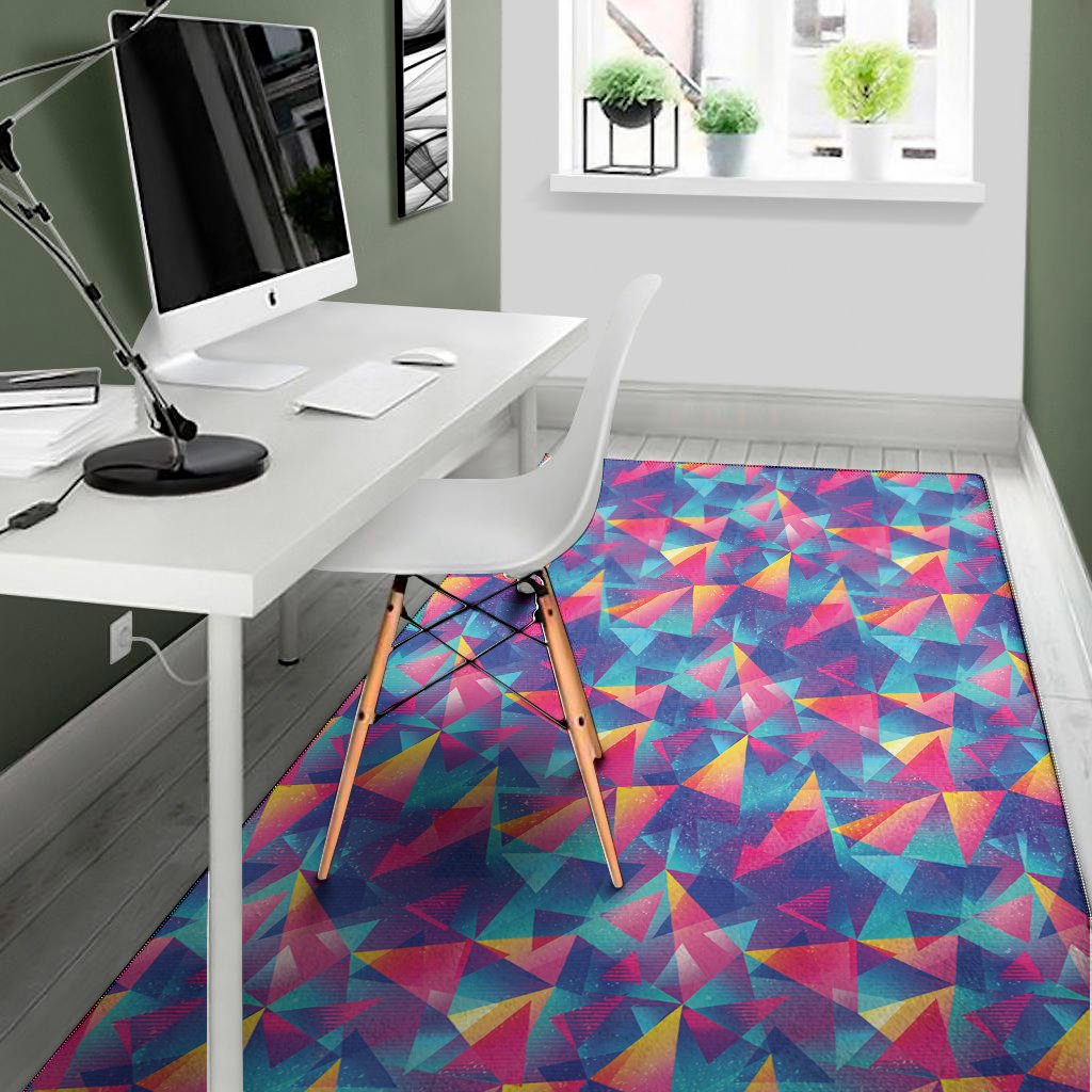 colorful geometric mosaic print area rug floor decor 4639