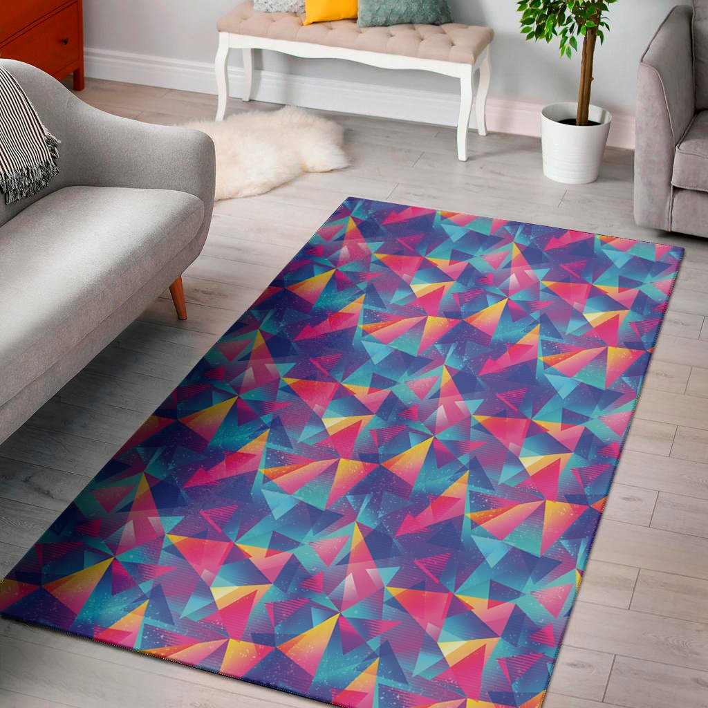 colorful geometric mosaic print area rug floor decor 4780
