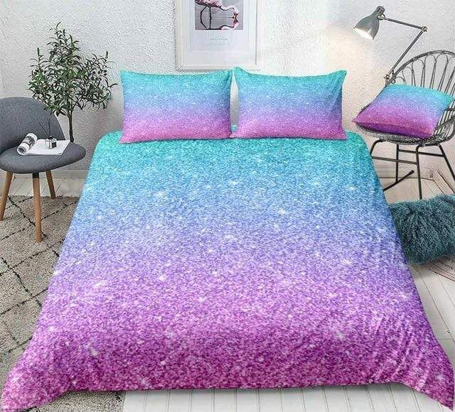 colorful glitter purple and pink duvet cover bedding set 6638