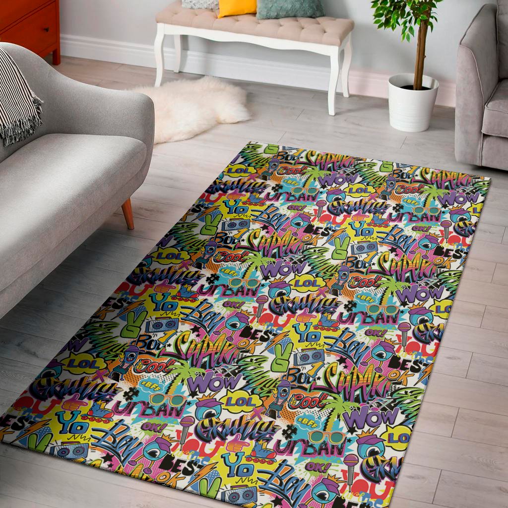 Colorful Graffiti Pattern Print Area Rug Floor Decor colorful graffiti pattern print area rug floor decor 1910