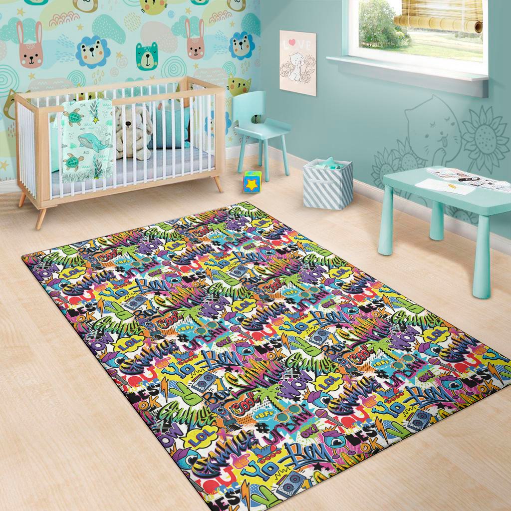 Colorful Graffiti Pattern Print Area Rug Floor Decor colorful graffiti pattern print area rug floor decor 5972