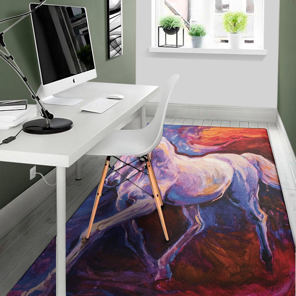 colorful horse portrait print area rug floor decor 5975