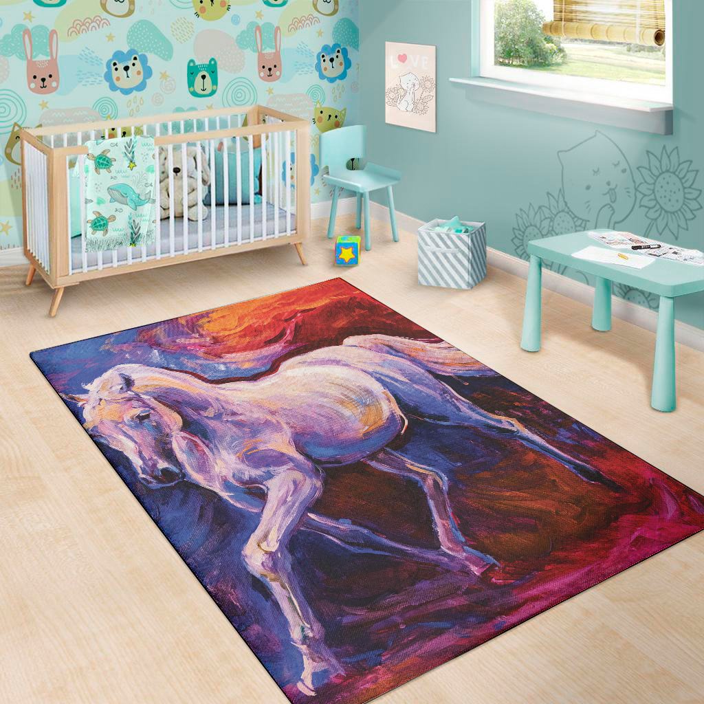 colorful horse portrait print area rug floor decor 8822