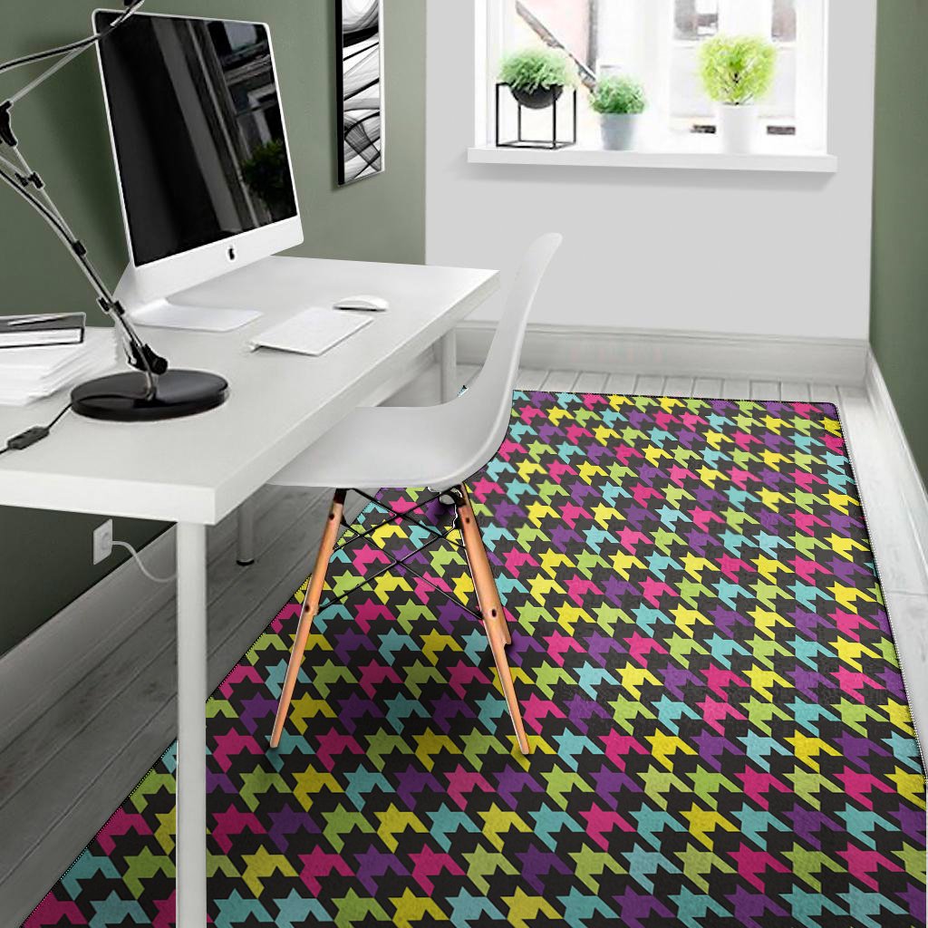 Colorful Houndstooth Pattern Print Area Rug Floor Decor colorful houndstooth pattern print area rug floor decor 2254