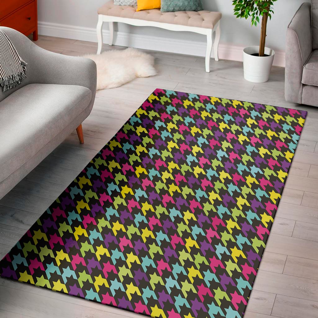 Colorful Houndstooth Pattern Print Area Rug Floor Decor colorful houndstooth pattern print area rug floor decor 5220