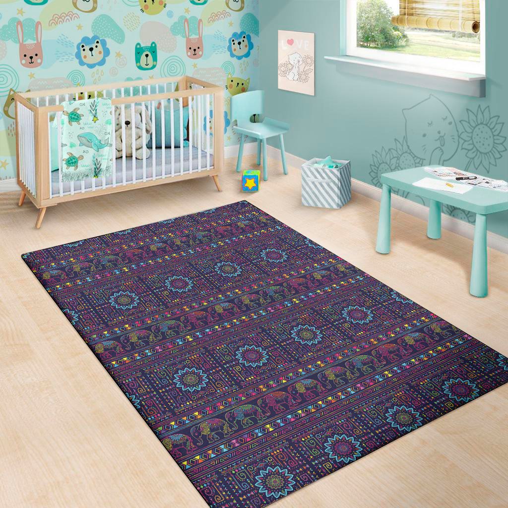 colorful indian elephant pattern print area rug floor decor 2157