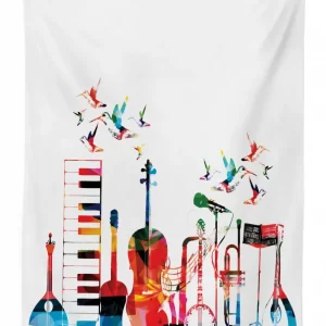 colorful instruments 3d printed tablecloth table decor 3795