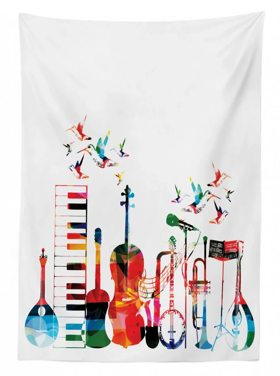 colorful instruments 3d printed tablecloth table decor 3795