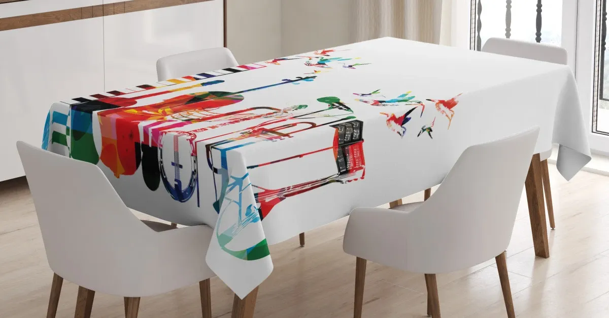 colorful instruments 3d printed tablecloth table decor 7351