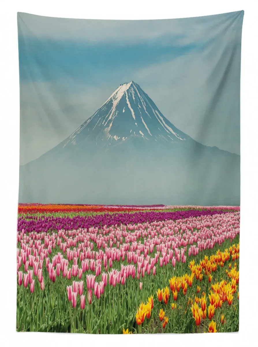 colorful japanese tulips field 3d printed tablecloth table decor 2370