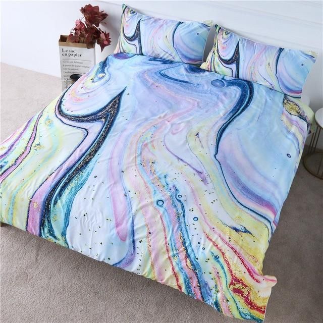 colorful marble liquid printed bedding set bedroom decor 1760