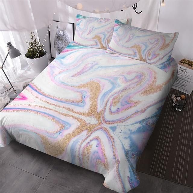 colorful marble liquid printed bedding set bedroom decor 2884