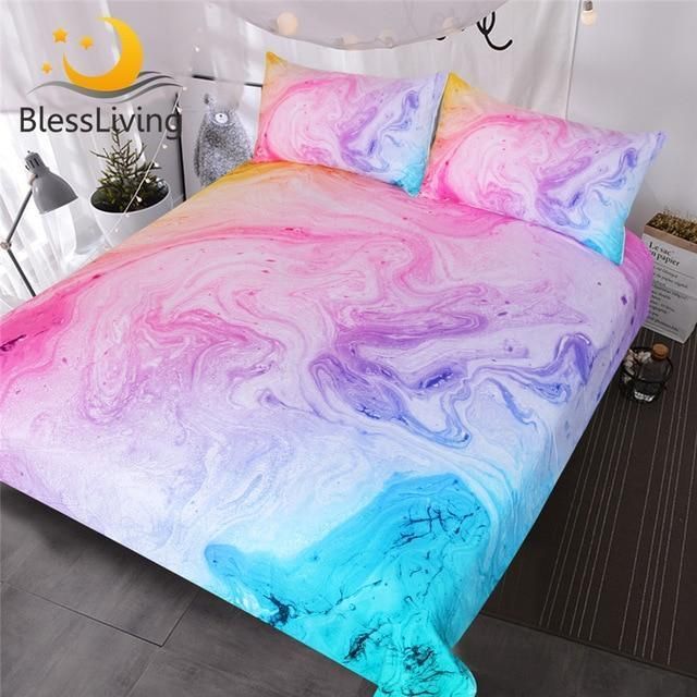 colorful marble liquid printed bedding set bedroom decor 5935