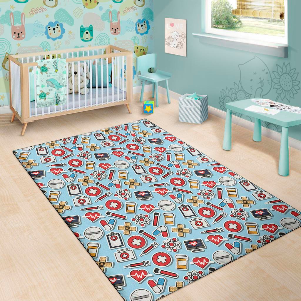 colorful medical pattern print area rug floor decor 2462