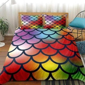 colorful mermaid scale duvet cover bedding set 4744