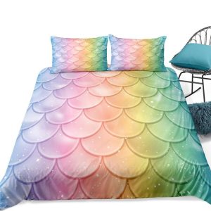 colorful mermaid scale duvet cover bedding set 7378