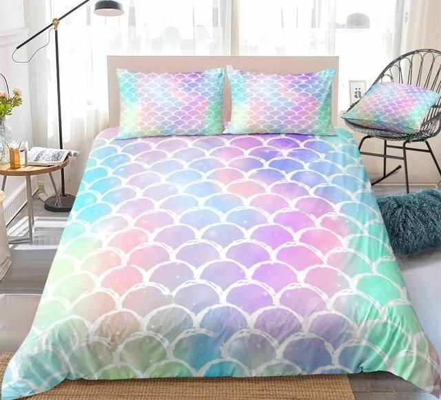 Colorful Mermaid Scale Duvet Cover Bedding Set colorful mermaid scale duvet cover bedding set 7652