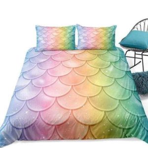 colorful mermaid scale duvet cover bedding set 7873