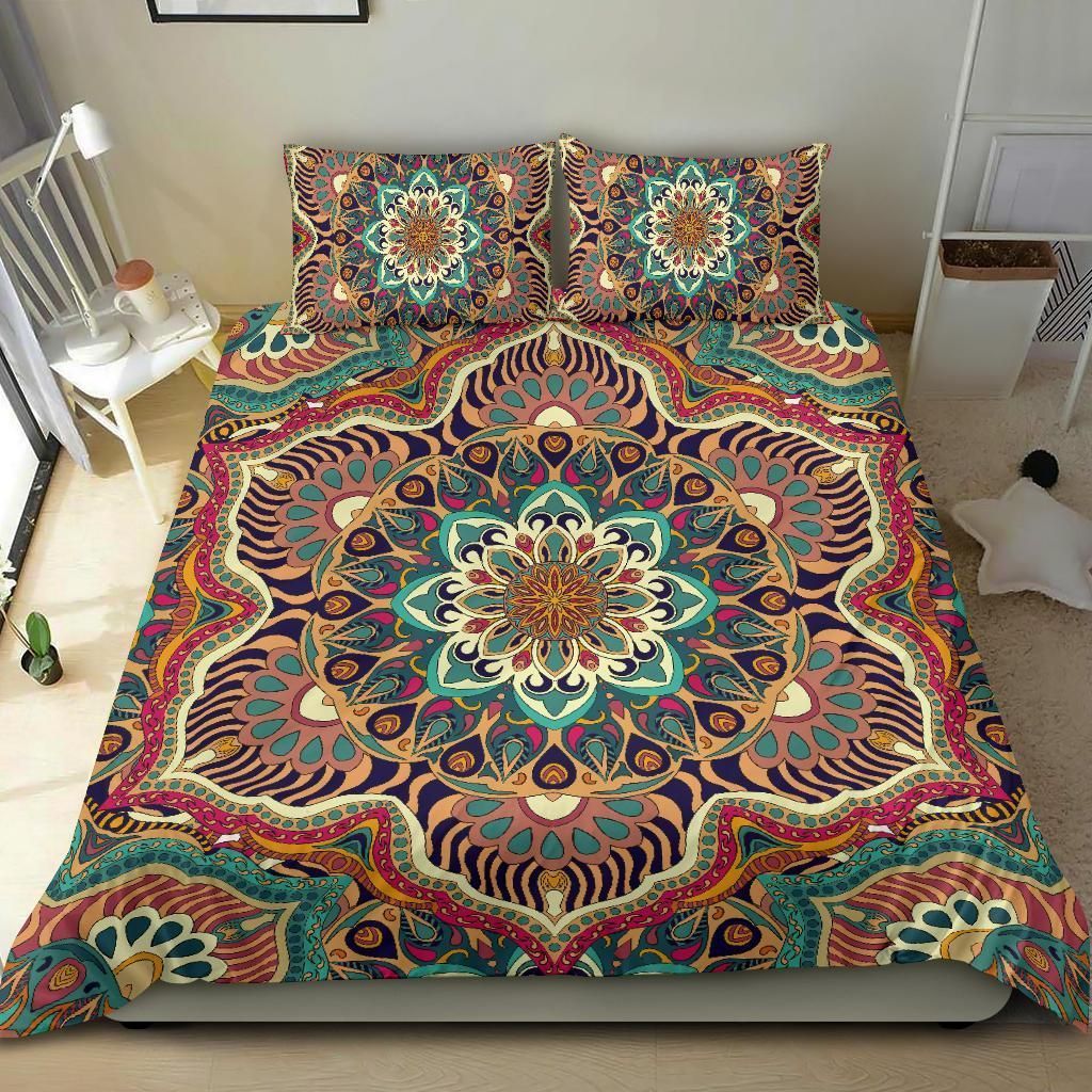 colorful ornamental style mandala two printed bedding set bedroom decor 4005