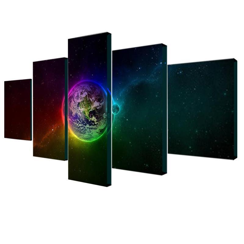 colorful outer space abstract 5 panel canvas art wall decor 3953