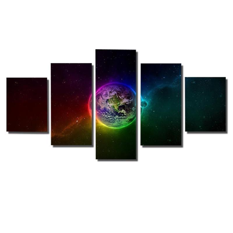 colorful outer space abstract 5 panel canvas art wall decor 8785