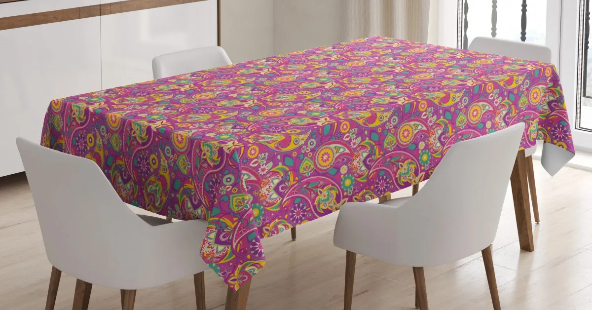 colorful paisley inspired 3d printed tablecloth table decor 1519