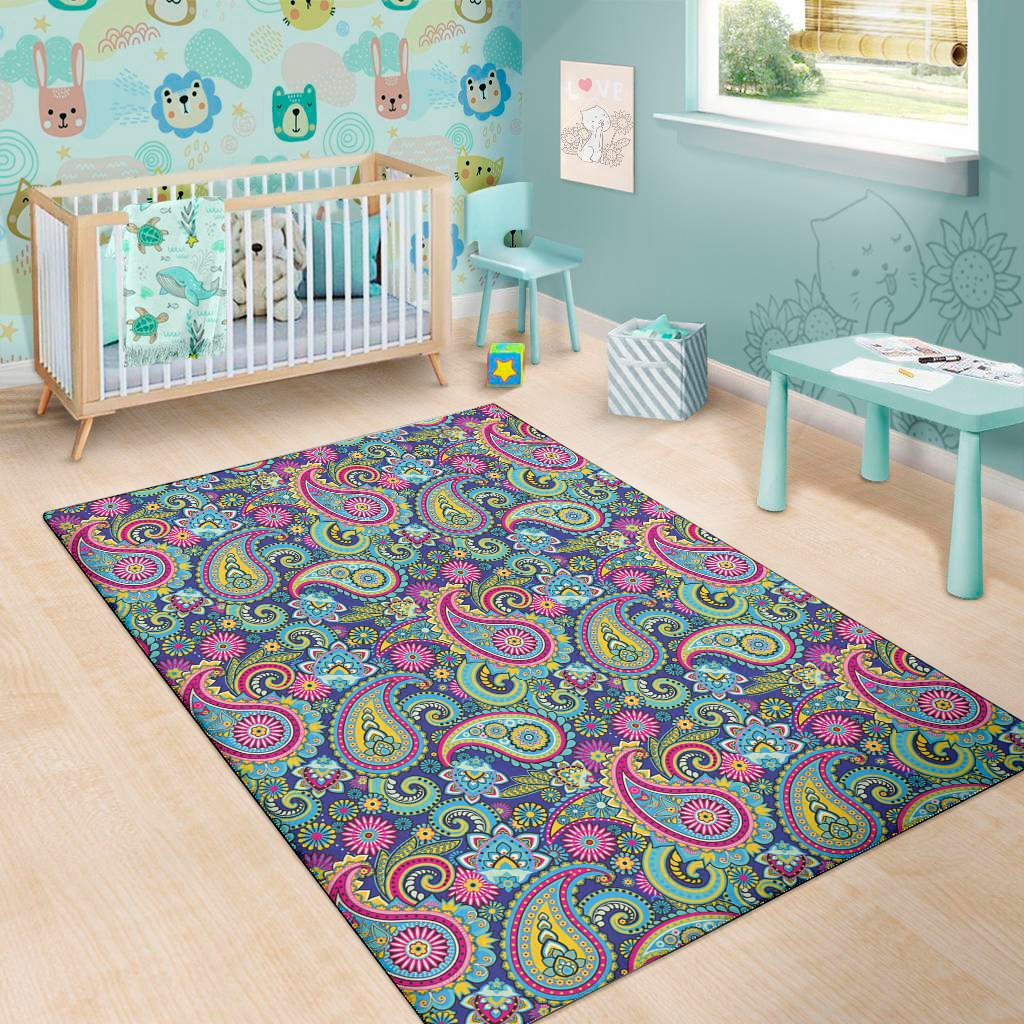 colorful paisley pattern print area rug floor decor 1419