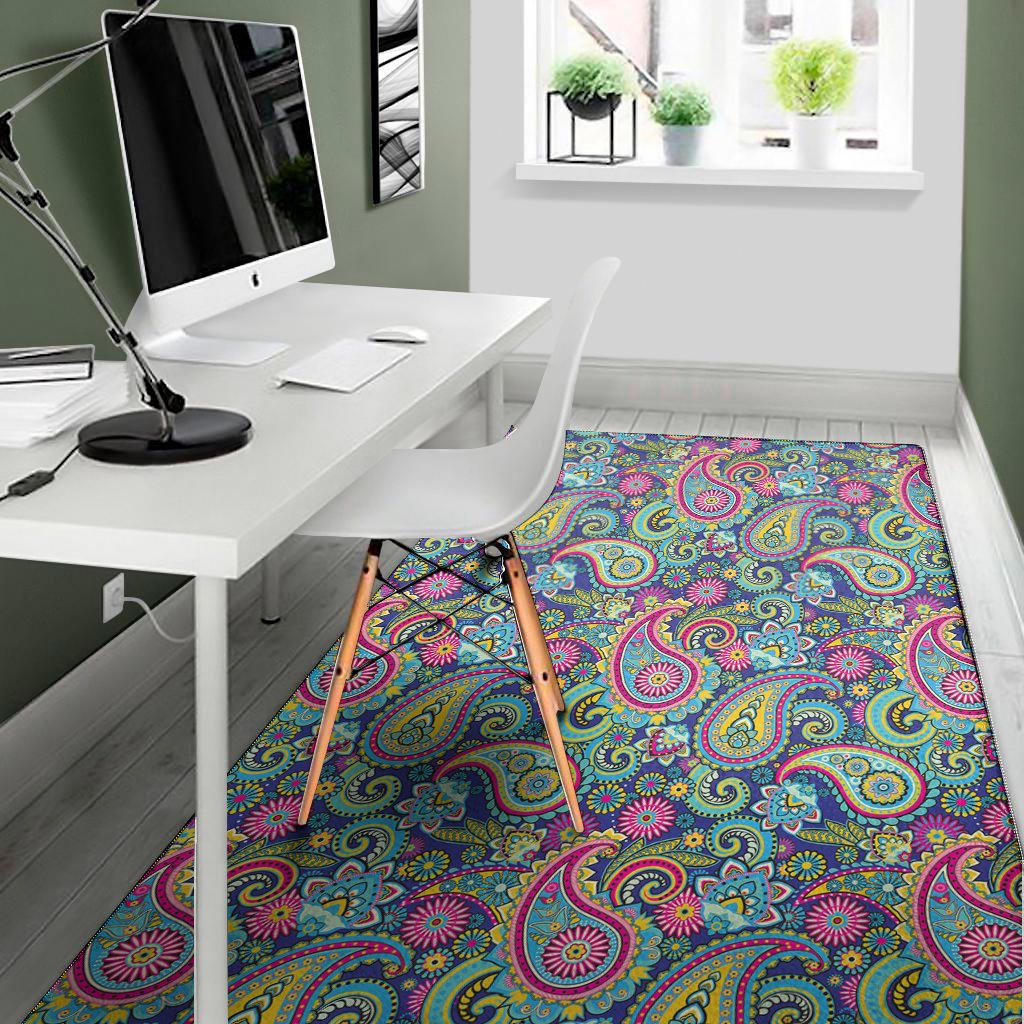 colorful paisley pattern print area rug floor decor 5017