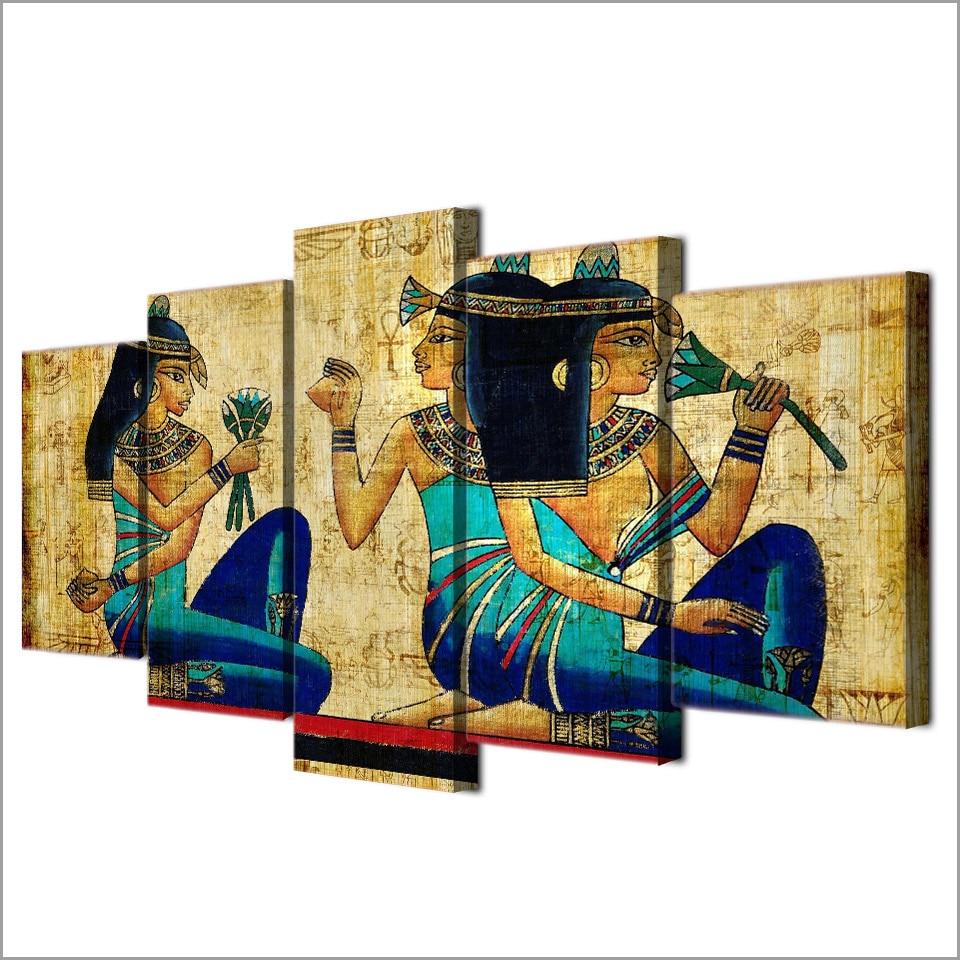 colorful papyrus abstract 5 panel canvas art wall decor 2601