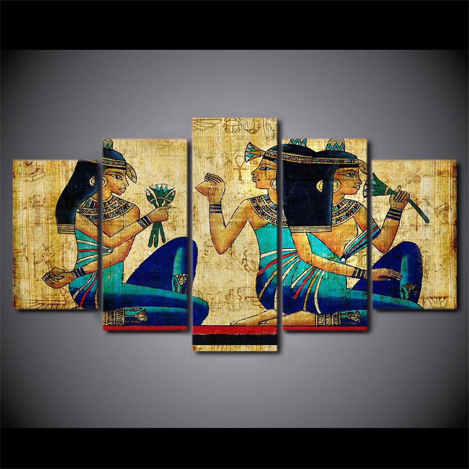 colorful papyrus abstract 5 panel canvas art wall decor 4602